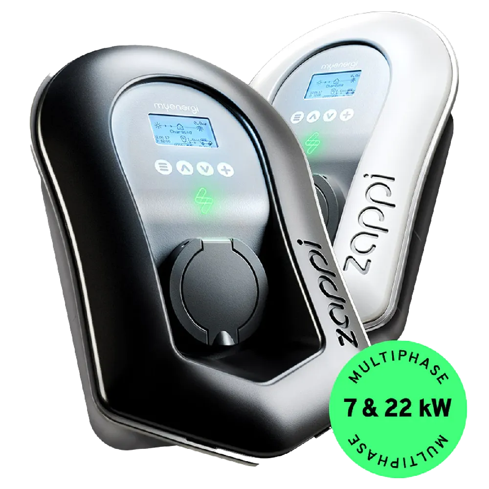 myenergi Zappi (Tethered Black, 6.5m): Smart Solar EV Charger (7kW/22kW)